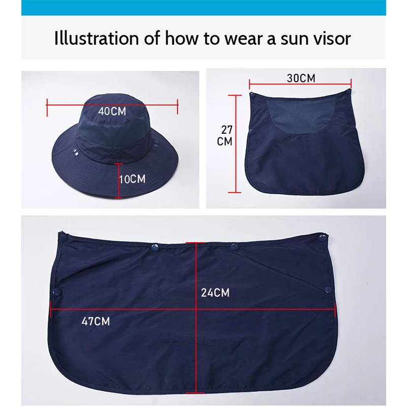 Sun Hat Fisherman Hat Sun Protection Hat Men's Anti-UV Bucket Hat 360&deg; Panama Summer Face Protection Mask Shawl Visor