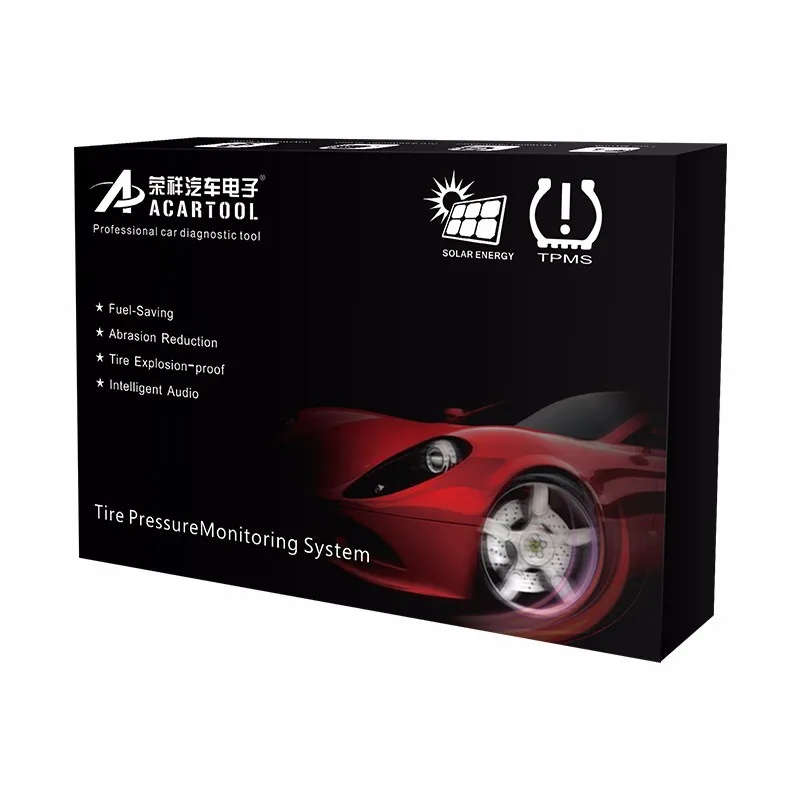 Acartool TPMS система контроля давления в автомобильных шинах, интеллектуальная система, светодиодный экран, 4 внутренних датчика, Солнечный источник питания