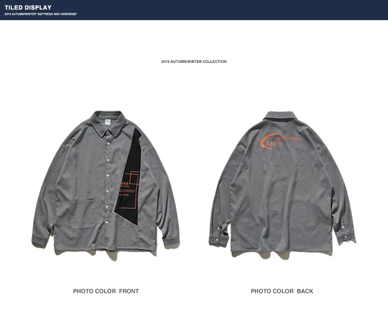 INFLAITON AW Men Button-Down Shirt Harajuku Hip Hop Long Sleeve Men Shirts Loose Fit Men Casual Shirt Brand Men Shirt 92125