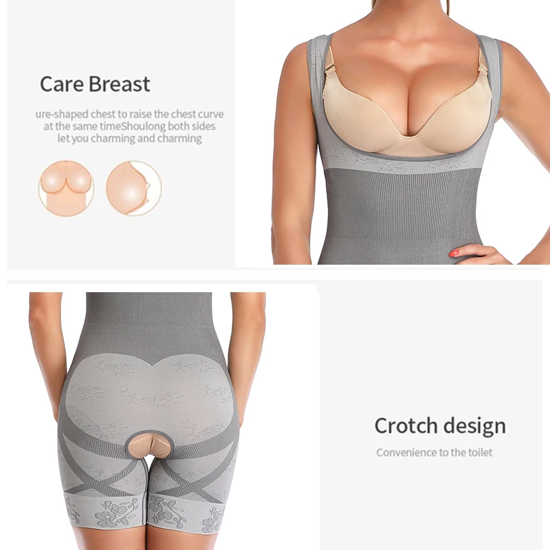 Body Shaper Women Full Body Slimming Open Crotch Corset Waist Trainer Postpartum Recovery Sheath
