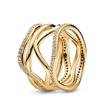 

FAHMI 100% 925 Sterling Silver 168272CZ Shine Swirling Lines Ring Fashion Simple Romantic Original Women's Jewelry Gift Factory