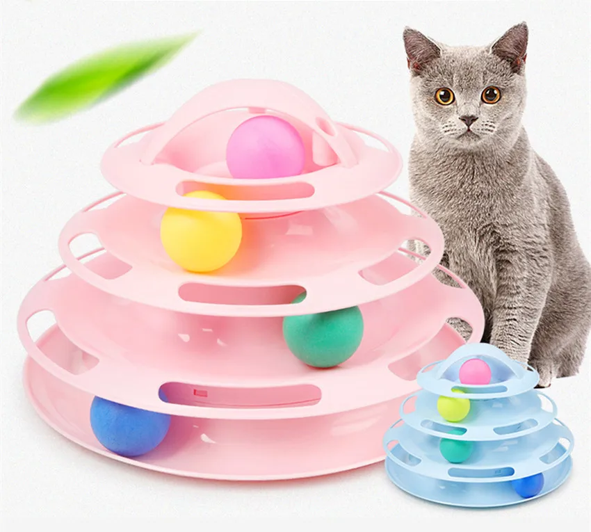

Four Levels pet cat toy Tower Tracks Disc cat Intelligence Amusement pay cat toys ball Training Amusement plate