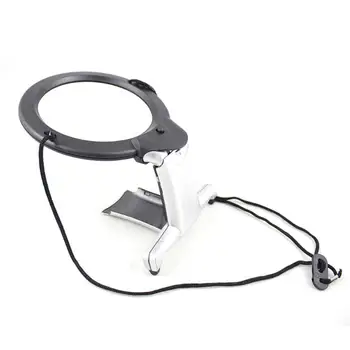 

2 LED Lighted Hands Free Loupe Neck Hanging/Desktop Style Seniors Reading Sewing Repairing Magnifying Instruments