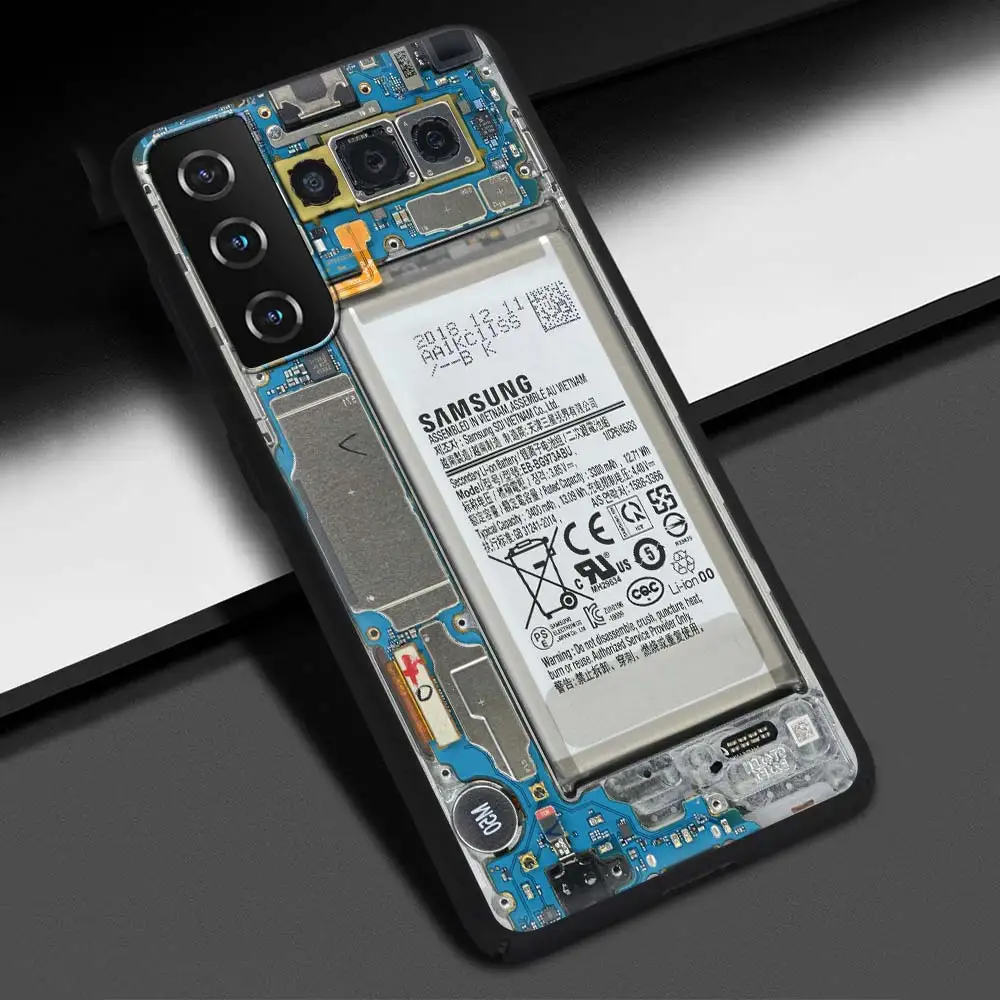 Sleek Silicone Black Phone Cover with Circuit Board Design