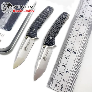 

KEVIN JOHN VENOM python Mini Flipper Folding Knife m390 blade Titanium+ Zirconium patch handle camping knives Pocket EDC tool