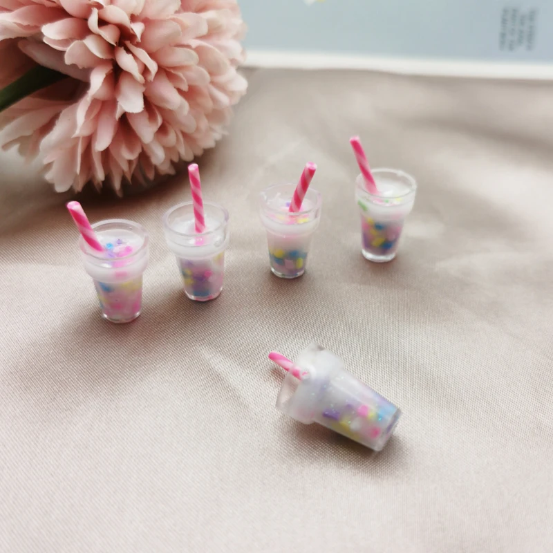 

10pcs Resin colorful Pearl Milk Tea Charms Milk Tea Bottle Pendants For Jewelry DIY Handmade Earrings Bracelet Necklace Decor