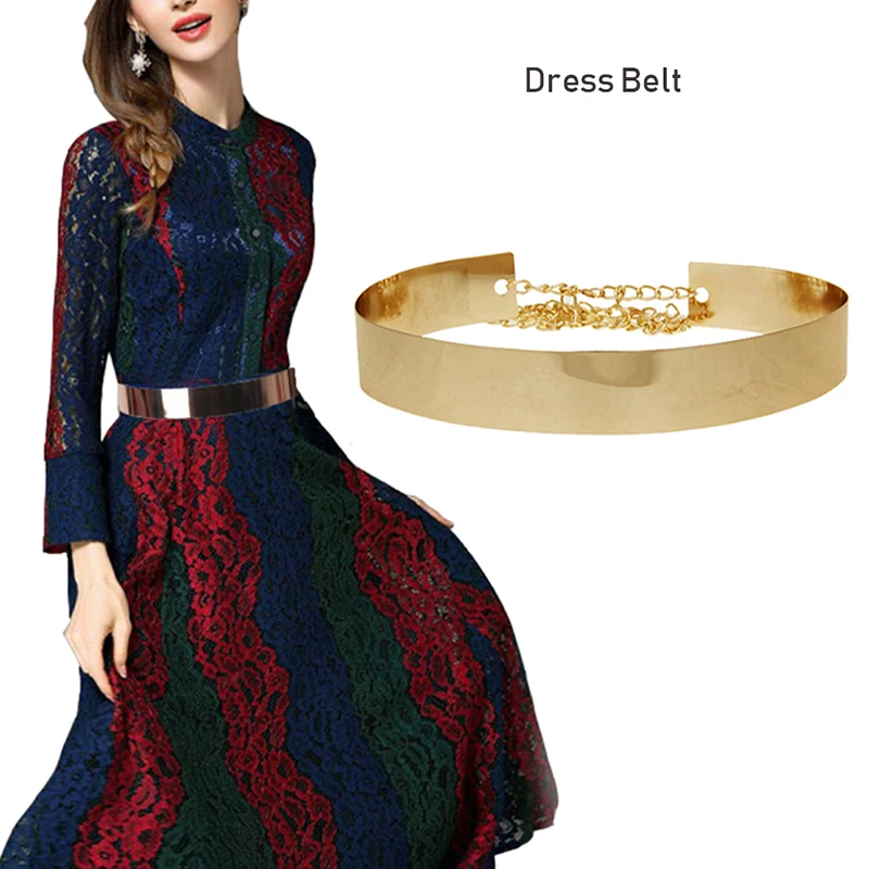 Женский ремень широкий золотой металлический с цепочкой|belt plate|mirror chainfashion women belt |