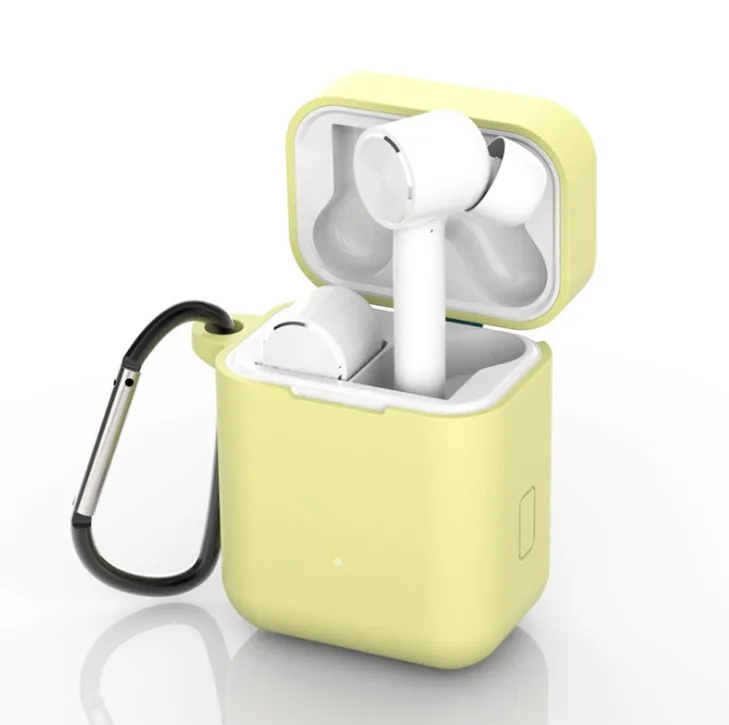 HAO-JIE силиконовый чехол для Xiaomi Mi Air true беспроводной Bluetooth наушники противоударные сумки для Xiaomi Mi Air Charging Box - Цвет: Yellow set 2