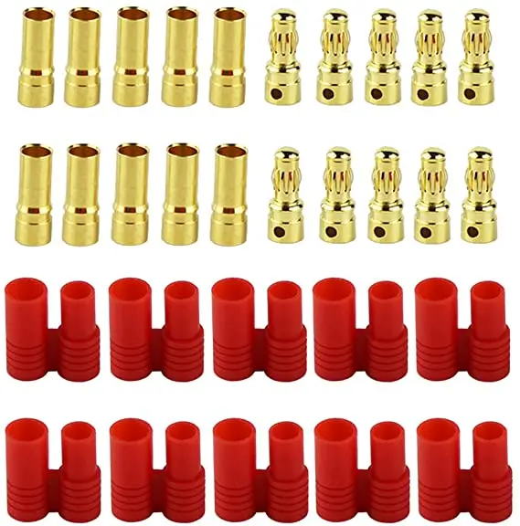10set HXT 3.5mm Banana Connector Gold Bullet Plugs With Housing Protective Sleeve for Lipo Battery ESC Motor | Игрушки и хобби