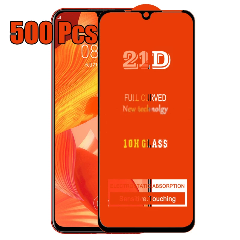 500 шт. полное клеевое закаленное стекло 21D для Huawei P50 P40 Lite E Mate 40 30 Y5P Y6P Y7P Y8P Y8S Y7A Y9A