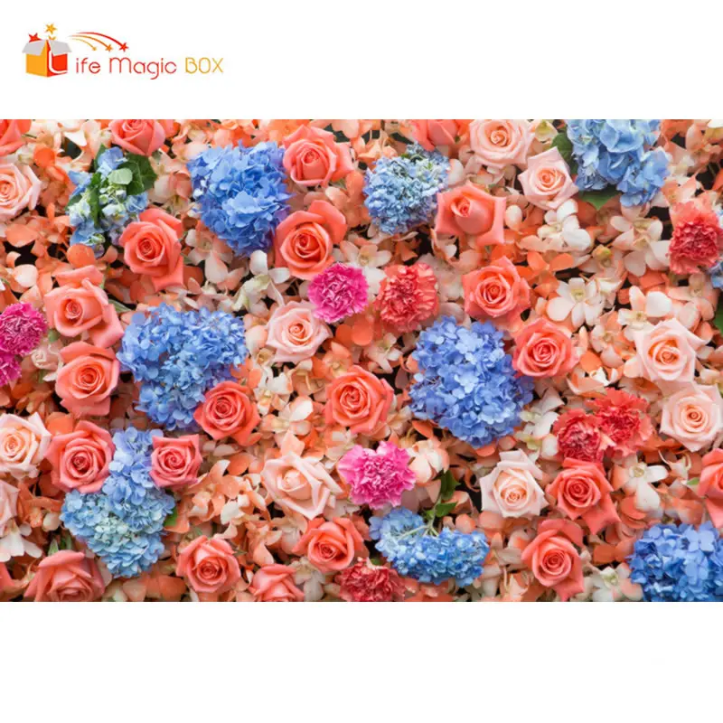 

LIFE MAGIC BOX Photo Background Pink Flowers Backdrops Wedding Ceremony Photography Backdrops