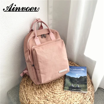 

Ainvoev 2019 ulzzang Fashion backpack female new solid color waterproof Korea ins sweet Women Preppy Style Casual backpack