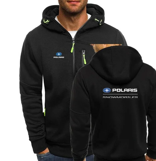 Толстовка мужская Осенняя на молнии с капюшоном и принтом снегоходов|Куртки| |