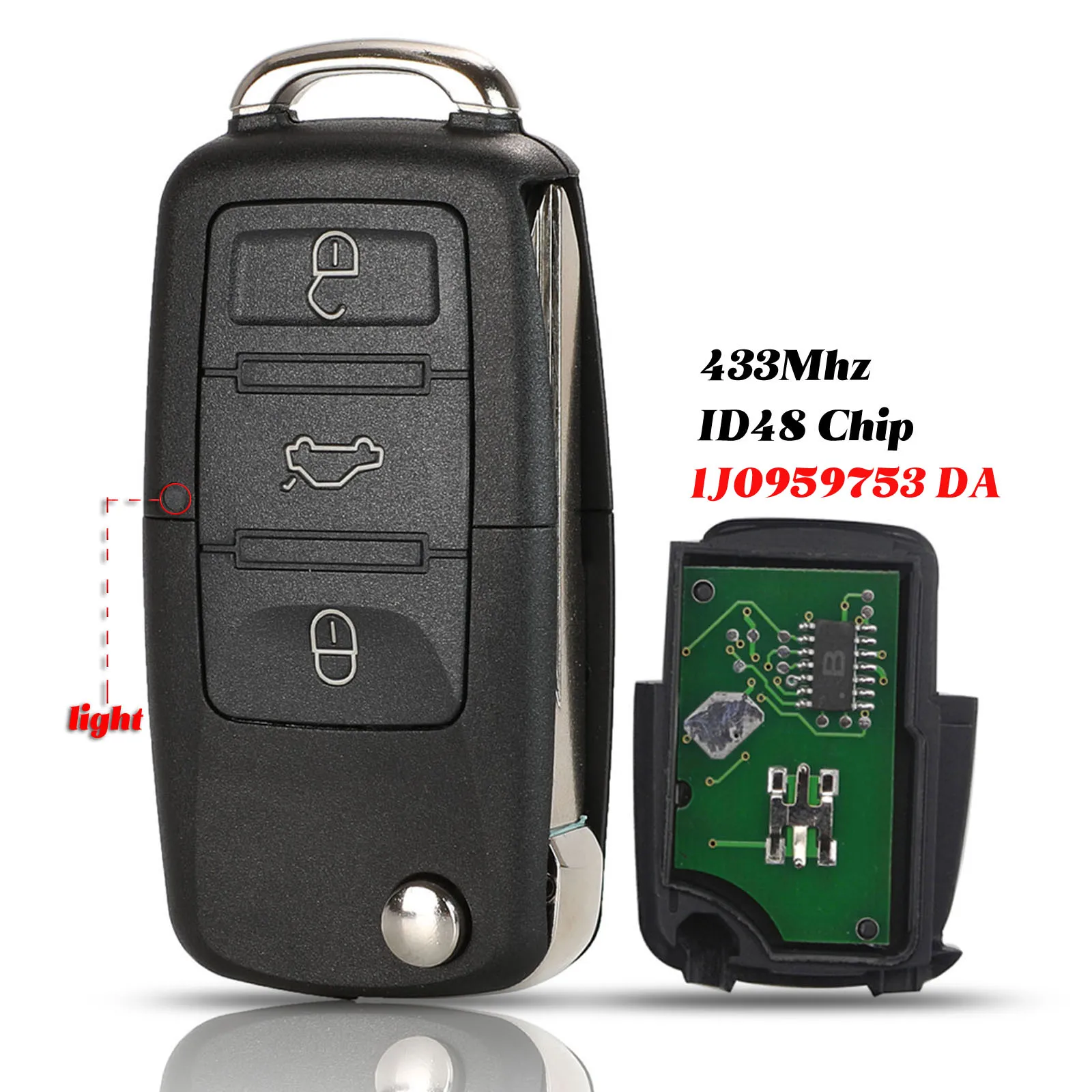Jingyuqin Fai Da Te Chiave A Distanza 434Mhz Fit Per Vw/Volkswagen Hlo 2E0 959 753 A / 753A Con Id48 Chip Per Crafter