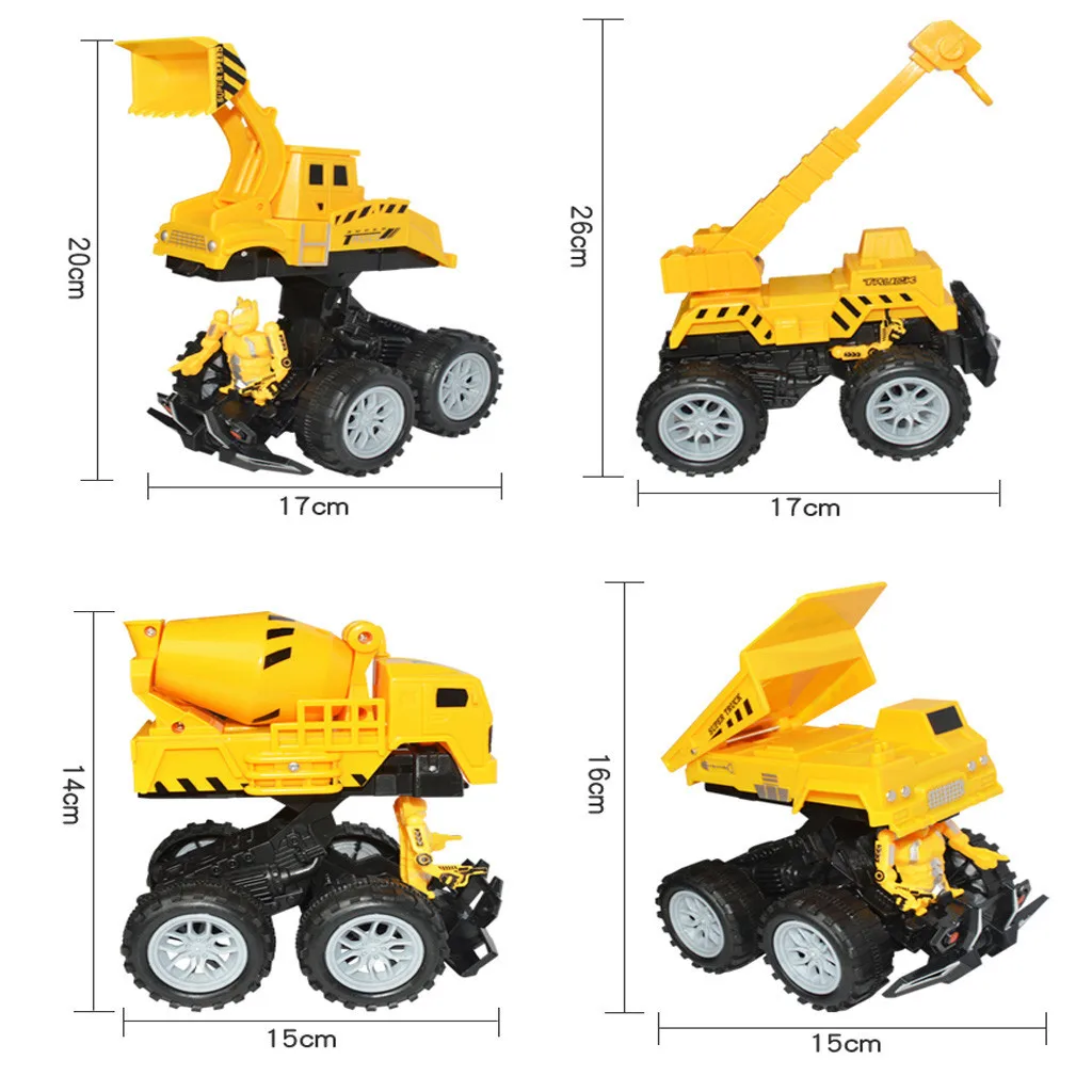 Funny Engineering Vehicle Model Wheel Plastic Diecast Inertial Deformation Toys kids toys boys Holiday Gift #B