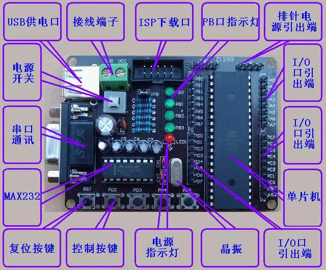 Начало работы+ улучшение Avr Atl 16/32 серия одночиповый микрокомпьютер обтекаемый Набор для обучения