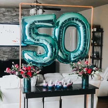 0 1 2 3 4 5 6 7 8 9 numero palloncini Foil pavone colore blu cifre palloncino festa di compleanno palloncini regalo deco giungla compleanno globos