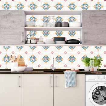 20PCS Floor Tiles Diagonal Wall Stickers Waist Line Bathroom Decals Kitchen Oil proof Stickers Stove Cabinet DIY Wallpaper