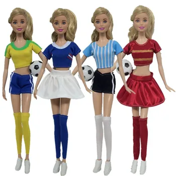 

Doll Sport Wear Clothes Soccer Cup Female Football Player For Barbie Doll Shirt & Skirt Shorts & Socks 1/6 Doll Accessories