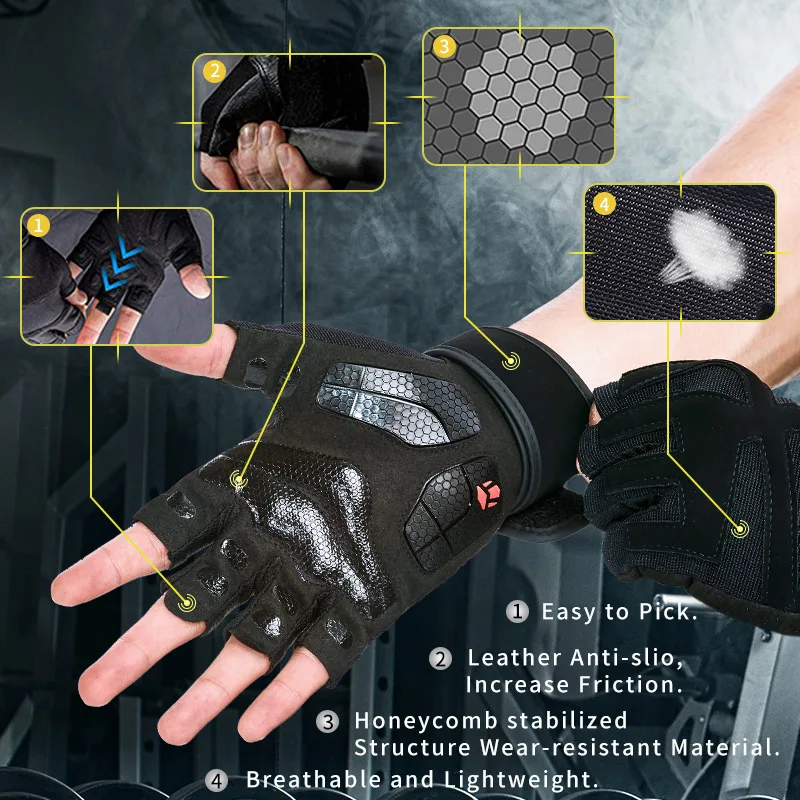  TMT Sports Fitness Weight Lifting Gym Gloves Training Fitness bodybuilding Workout Wrist Wrap Exerc