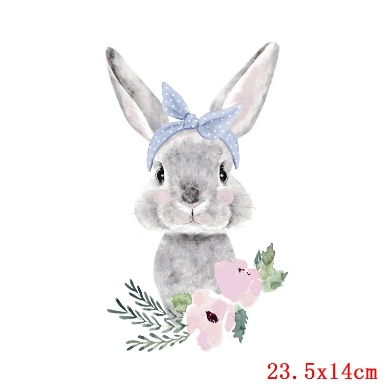 Prajna Cute Rabbit Series Patches Iron On Transfers Vynil Heat Transfer Cartoon Ironing Stickers On Kids T-shirt Cloth Applique 