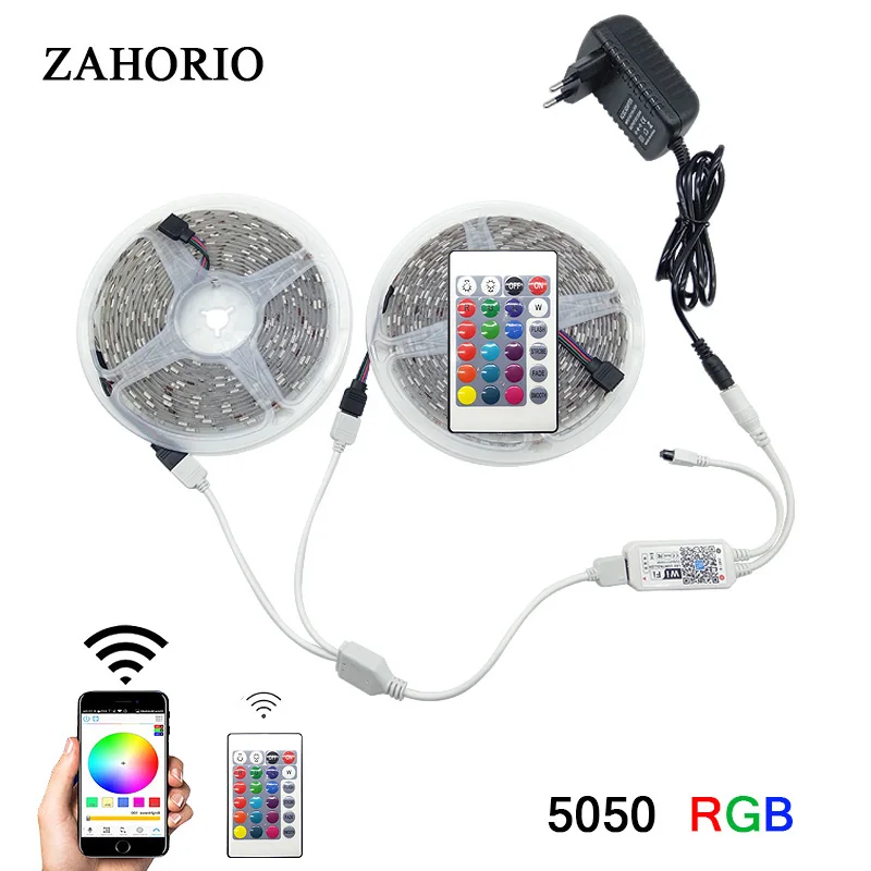 RGB LED Strip 5m 10m 15m Waterproof Led Neon Light 2835 5050 DC12V 30Leds/M Flexible Lighting Ribbon Tape Controller Adapter Set | Освещение