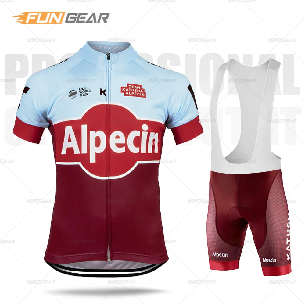 New Men Bike Jersey Set Cycling Clothing Short Sleeve Pro Team Tights Suit Maglia Alpecin Fenix Racing 2020 Triathlon Uniform
