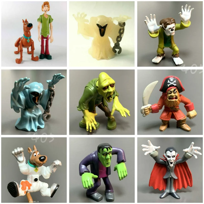 

Lot Cartoon Classic Action figure doll PVC Wacky Shaggy Wolfman Monsters Zombie Frankensteion Model kids Collection toy
