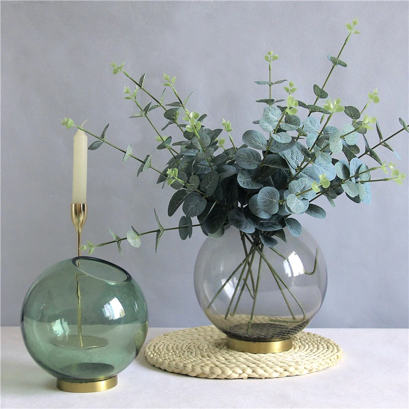 Листья эвкалипта с 3 вилками искусственные зеленые растения листья для денег декоративная Цветочная