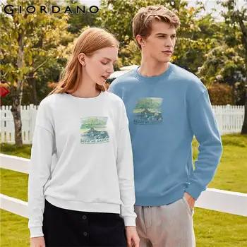 

Giordano Men Sweatshirts Printed Graphic Crewneck Sweatshirt Terry Lining Medium Thickness Soft Casual Sudaderas Hombre 91099712