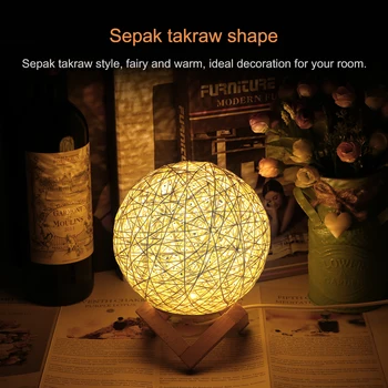 

Warm Beautiful USB LED Ball Style Night Lamp With USB Charging Sepak Takraw Light For Home Room Bedroom Decoration For Gift