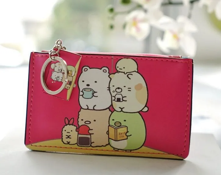 1 шт. Kawaii Sumikko модные аниме PU мини сумки Сумка для документов на молнии монеты карман повседневные кошельки карты унисекс подарки - Цвет: 2