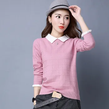 

Autumn Winter New Fund Woman Sweater Baby Neck Sweater Lady Short Style Joker Long Sleeve Knit Base Sweater