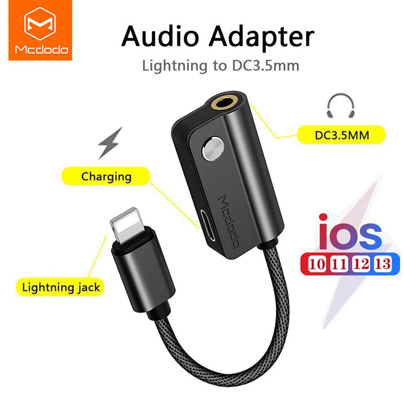 Mcdodo 2in 1 Audio Cable Adapter For IPhone X 8 7 3 5mm Jack Earphone Headphone
