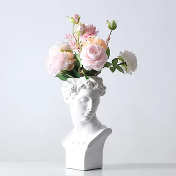 

Michelangelo Buonarroti David Head Portraits Resin Imitation Gypsum Vase Living Room Plants Flower Pot Ornaments Craftwork M3945