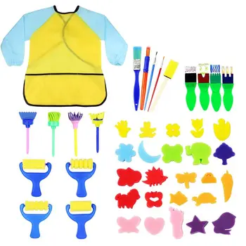 

Kids Early Learning Sponge Painting Brushes Kit, 42 Pieces Sponge Drawing Shapes Paint Craft Brushes For Toddlers Assorted Patte