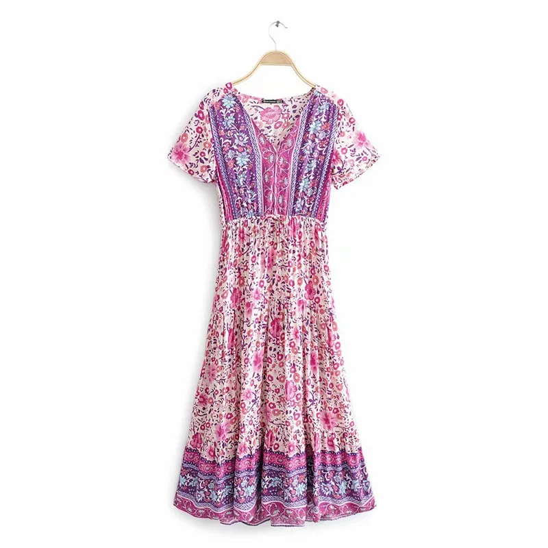 Everkaki длинное платье Для женщин Цветочный принт Boho Vestidos регулируемый пояс Gypsy Женская Винтаж Макси платья Женский Новинка осени