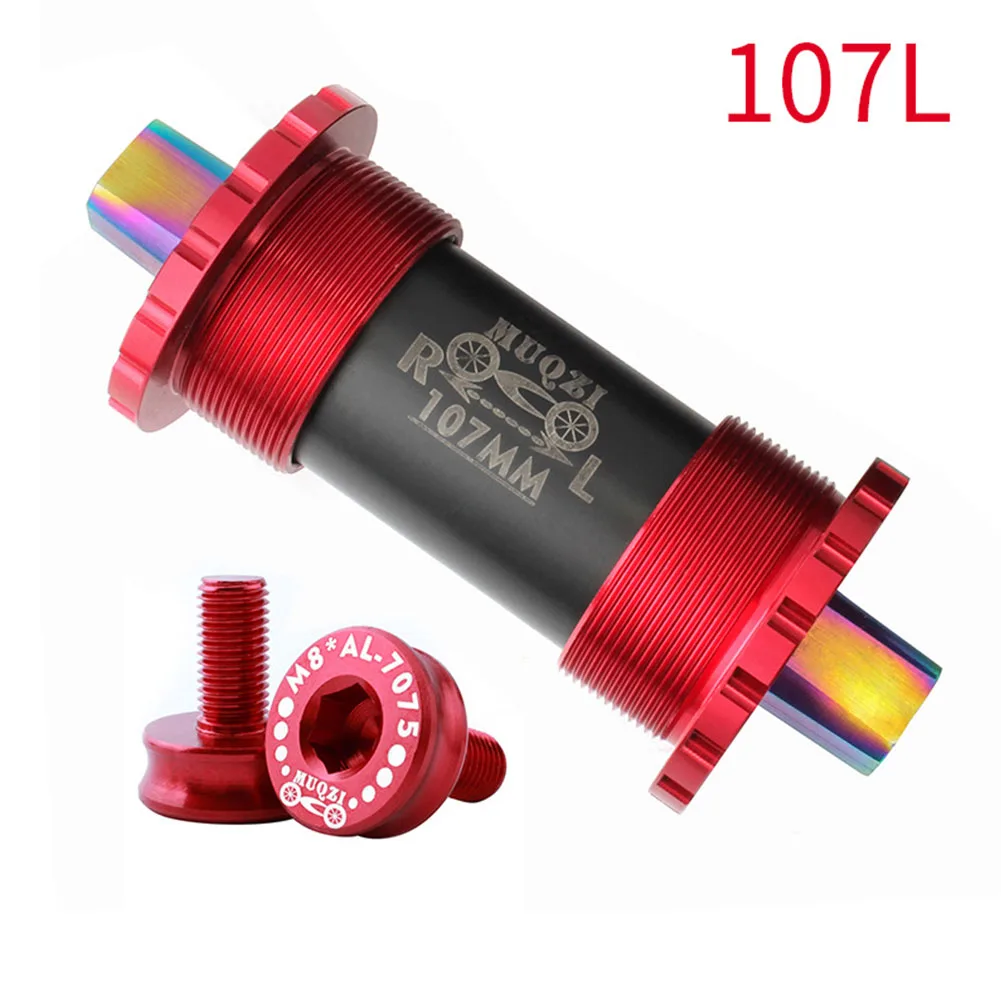 Red 107mm Подшипник с квадратным отверстием для езды на велосипеде, титановый сплав, Центральный мост, нижний кронштейн с резьбой, Кривошип горного велосипеда для шоссейного велосипеда - Цвет: Red 107mm