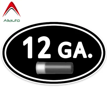 

Aliauto Personality Car Sticker Caution Oval Gun 12 Gauge Ammo Decoration Waterproof Sunscreen Reflective Decal PVC,15cm*9cm
