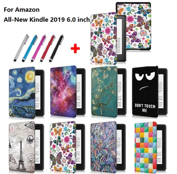 

Pen + Sleep Wake Case For Amazon All New Kindle 10th 2019 6" Flip Leaf Leather Tablet Shell Caqa Coque For Kindle 2019 6 inch