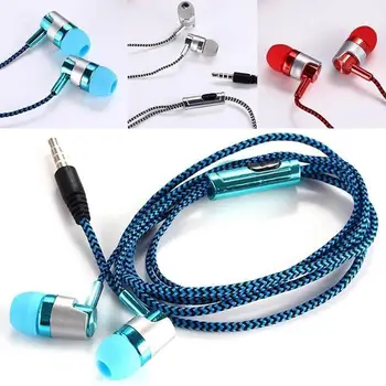 

In-ear Wired Earphone 3.5mm Stereo Nylon Weave Cable Smartphone With Mic Earphone Headset For Laptop I4U3