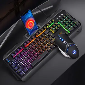 

LED Backlight Mechanical Home Computer Game USB Wired PC Gaming Keyboard Mouse Set Durable Universal Office Work For Laptop