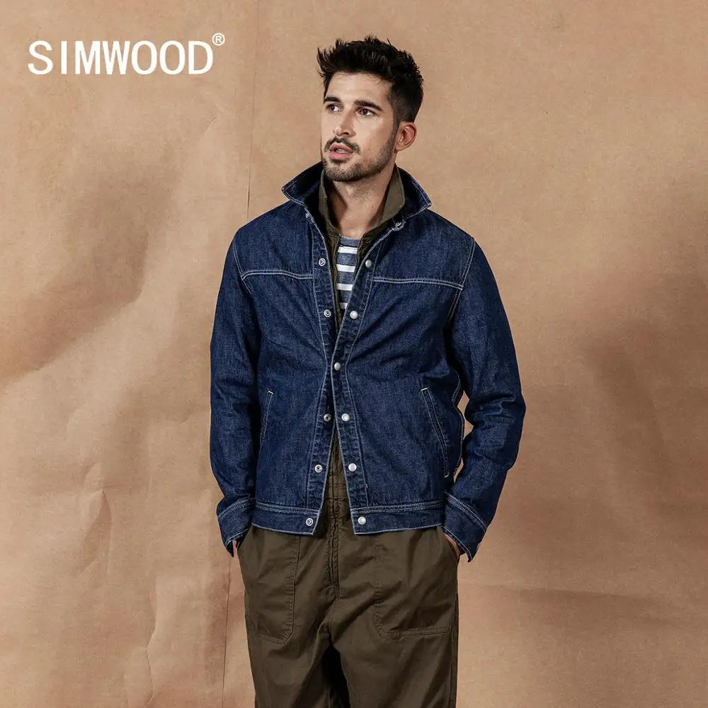 Новая осеньджинсовая куртка SIMWOOD Мужская модная Минималистичная повседневная из