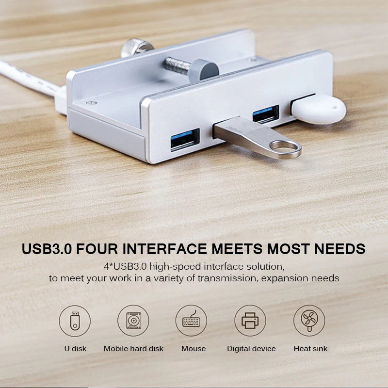 usb-хаб USB 3,0 концентратор для зарядки Профессиональный зажим дизайн Алюминиевый сплав 4 порта портативный размер туристическая станция для ноутбука