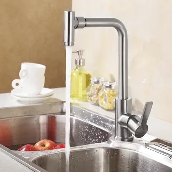 

Kitchen Faucet Single Handle Mixer Swivel 720 Degree Spout Stainless steel Kitchen Sink Faucet Hot Cold Water Water Tap