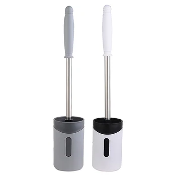 

Toilet Brush Set Plastic Toilet Brush With Holder Bathroom Soft Bristles Cleaning Brush Set Wall Mounted Floor Standing Brush