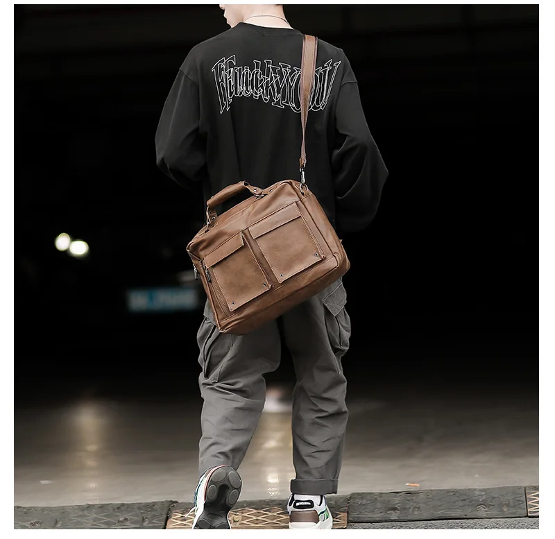 Мужская поперечная секция Повседневный винтажный портфель сумка-мессенджер сумка мужская сумка через плечо из искусственной кожи