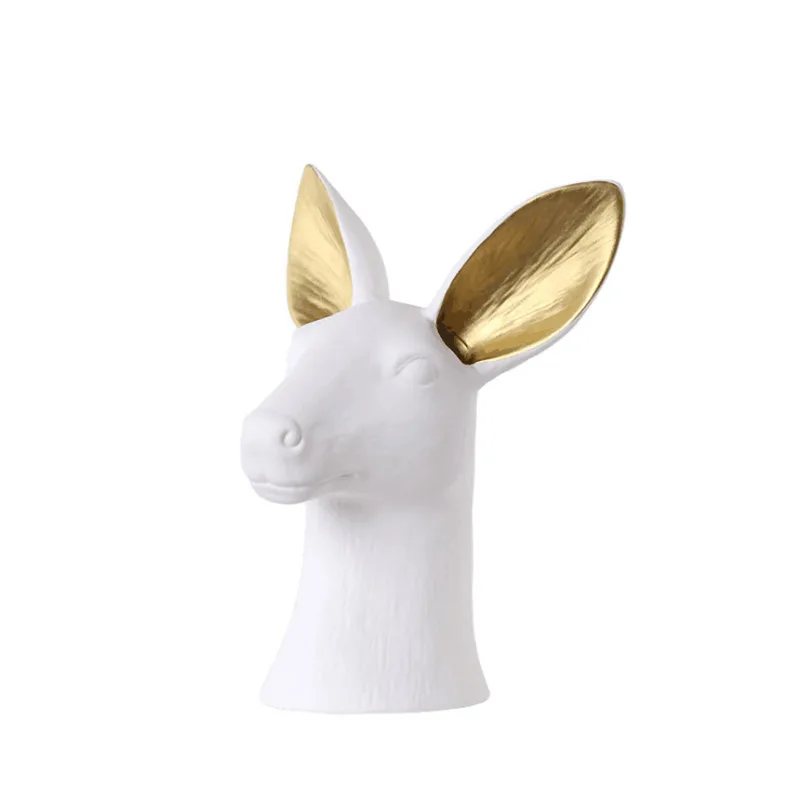 Скандинавский кролик Лебедь олень ваза, украшенная головом креативная керамика цветок вставка искусство декоративная домашняя ваза в форме головы животного ваза R2411