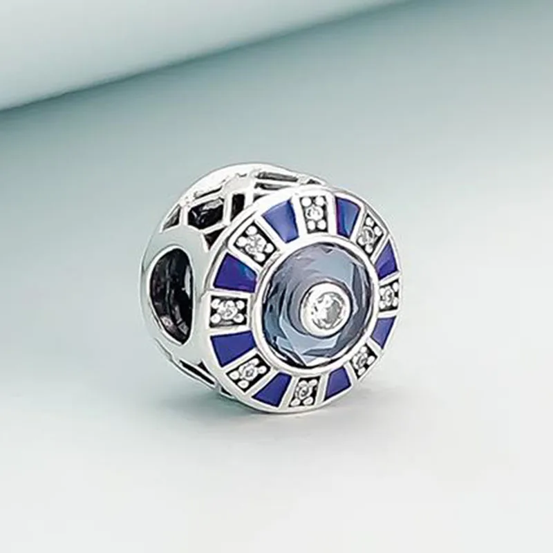 

100% 925 Sterling Silver Bead Creative Blue Mosaic Beads Fit Pandora Women Bracelet & Necklace Diy Jewelry