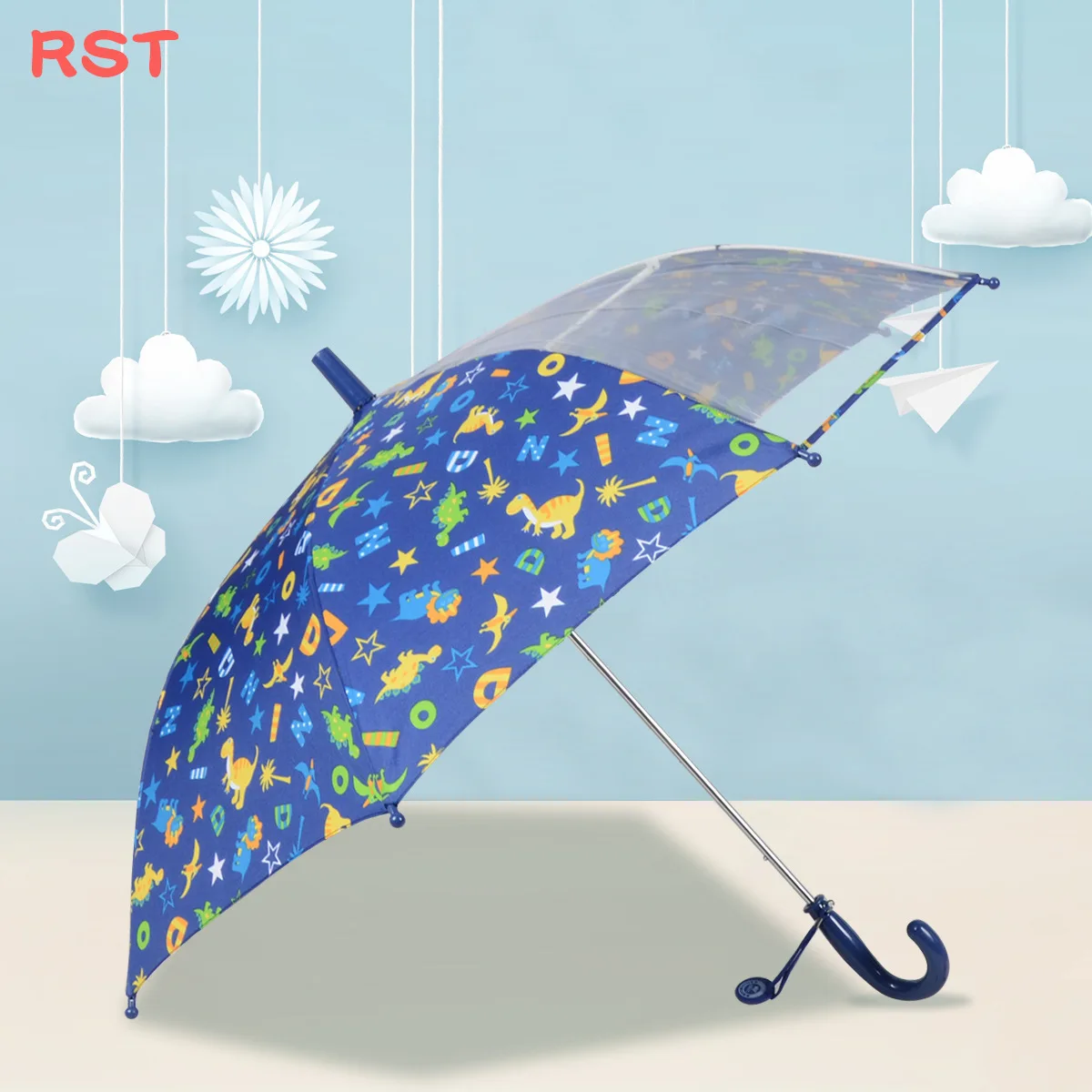 

RST Umbrella Foreign Trade Export Strange New Creative Safe Transparent Skylight Fiber Bone Children All-Weather Umbrella